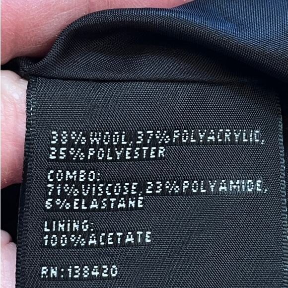 Carlisle Women's  6 Blue/Black Chevron Print Zip Front Long Sleeve Suit Jacket - Picture 3 of 7